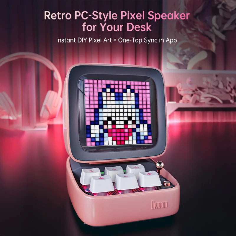 Retro Pixel Art Bluetooth Portable Speaker And Alarm Clock