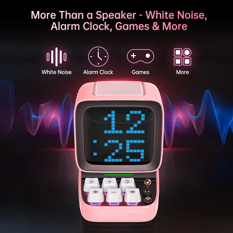 Retro Pixel Art Bluetooth Portable Speaker And Alarm Clock